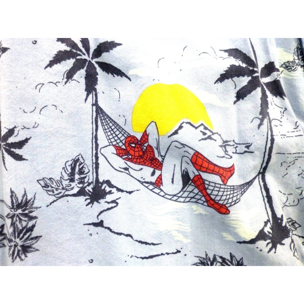 Marvel Mens XL Spider-Man Hawaiian Shirt Tropical Palm & Spider-Man Hammock Prin - Picture 7 of 12